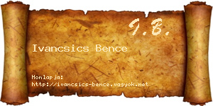 Ivancsics Bence névjegykártya
